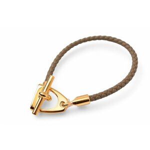 Hermes Bangle Bracelet Glenan Leather Etoop Gold T2